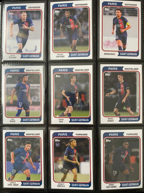 Topps Paris Saint-Germain Team set 2023 2024  - Lot de 50 Cartes de base, Set Complet.