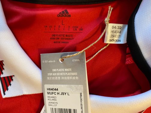 Maillot Adidas Stadium Manchester United Home 2021/2022 Taille L Manche Longue Neuf