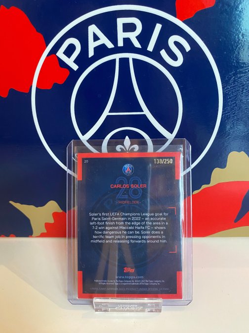 Topps PSG Team Set 22-23 Carlos Soler Parallel Numérotée 138/250