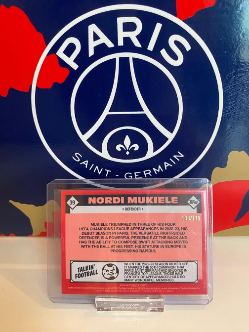 Topps PSG Team Set 22-23 Nordi Mukiele Vert Parallel Numérotée 133175 (2) Topps PSG Team Set 22-23 Nordi Mukiele Parallel Numérotée 133/175