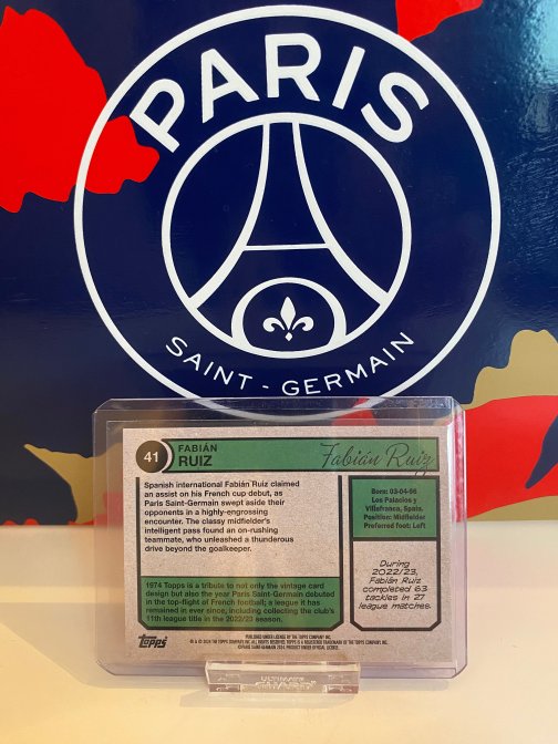 Topps PSG Team Set 23-24 Fabian Ruiz Parallel Numérotée 91/99